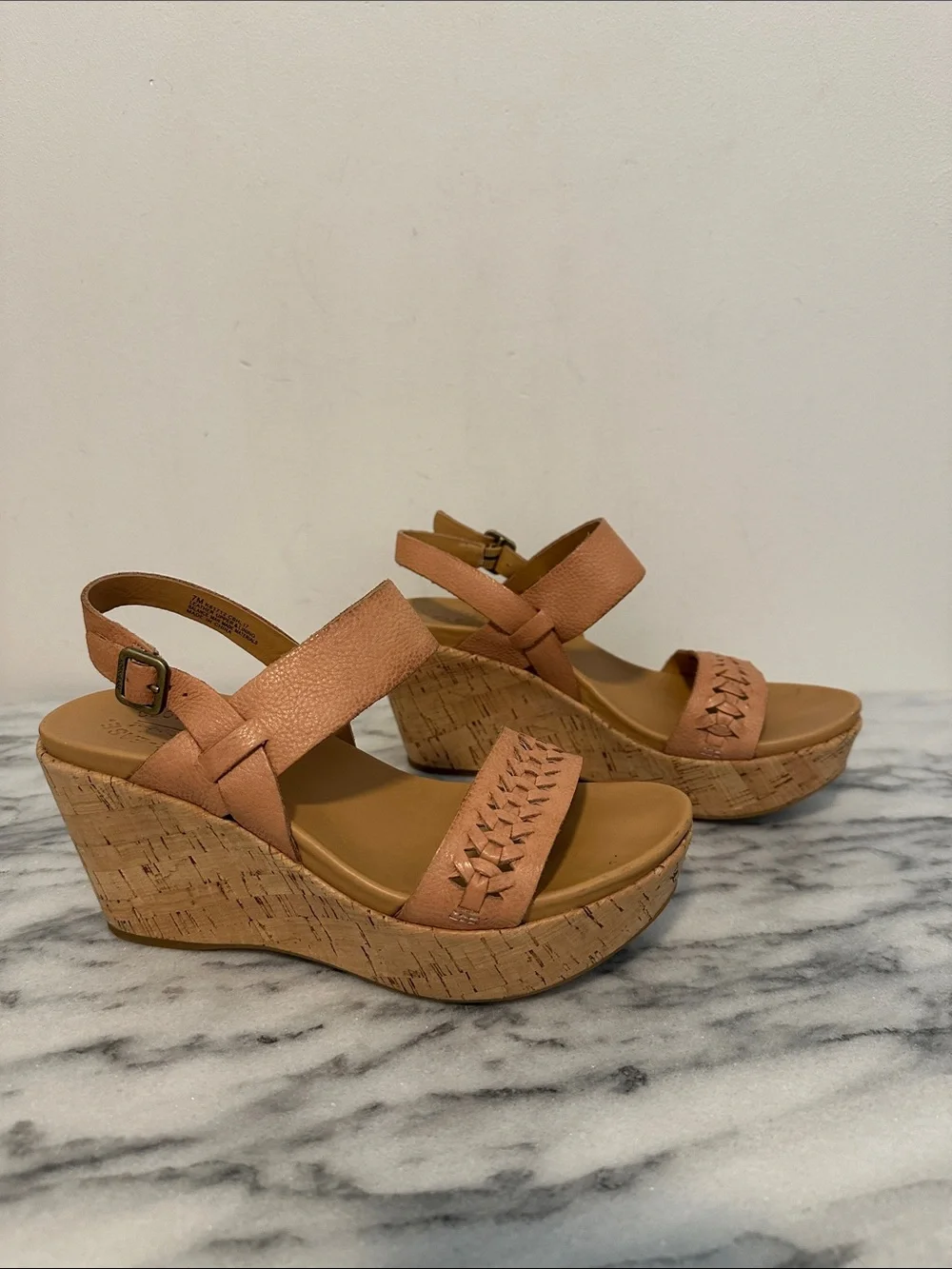 Kork Ease Women's Tan Woven Cork Wedge Sandals size 7M